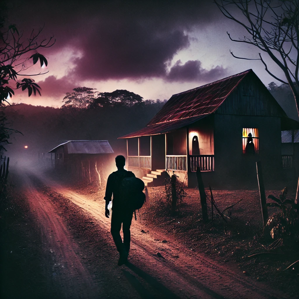 El baca, la imagen de un hombre llegando a su pueblo nata.