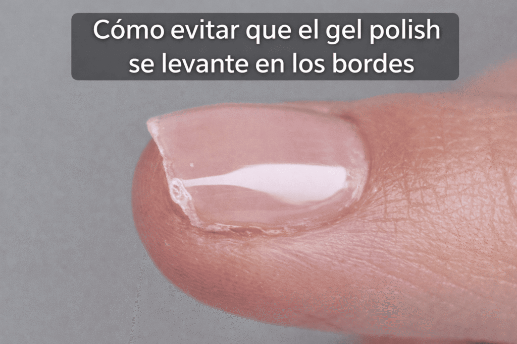 gel polish se levanta en los bordes de una uña corta por mal sellado