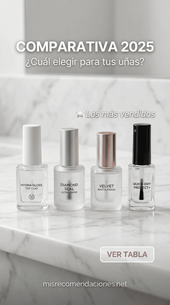 Top coat profesional de alta gama con acabado efecto vidrio y calidad de salón para manicura de larga duración