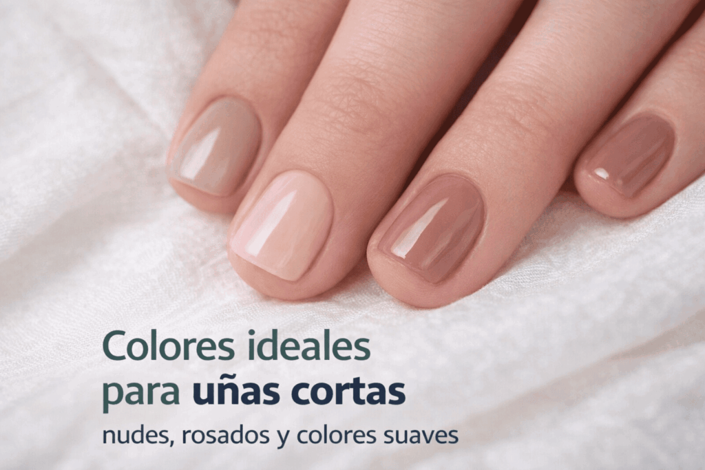 colores ideales para uñas cortas con gel polish en tonos nude y rosados
