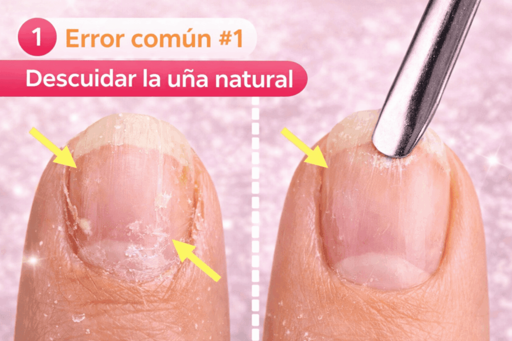 error común al aprender uñas descuidar la uña natural