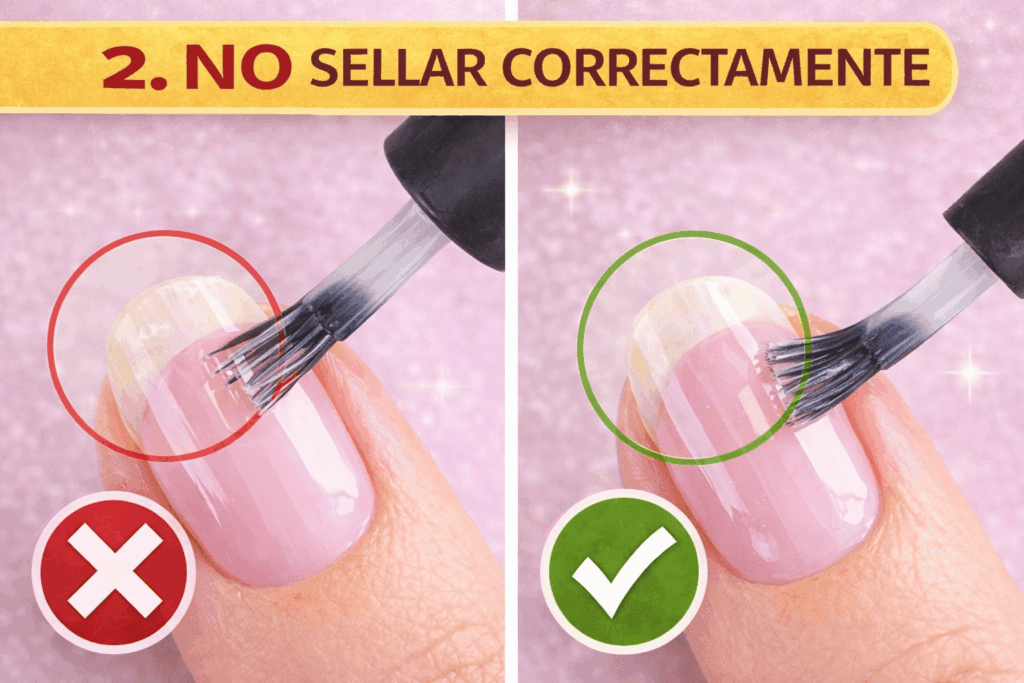 uñas bien preparadas y esmaltadas correctamente para una manicura duradera