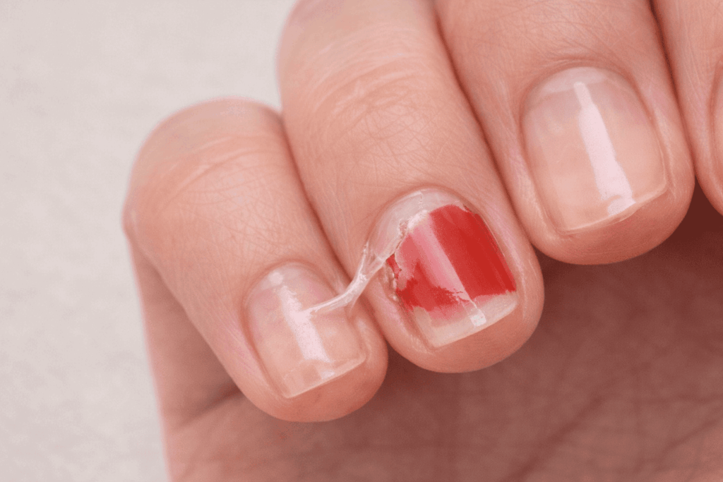 levantamiento de uñas en gel desde la cutícula por mala preparación