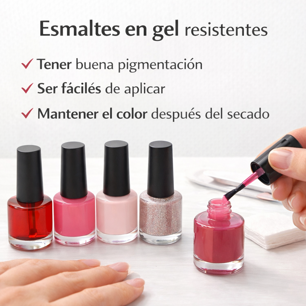 esmaltes en gel de diferentes colores con alta pigmentación para manicura profesional en casa