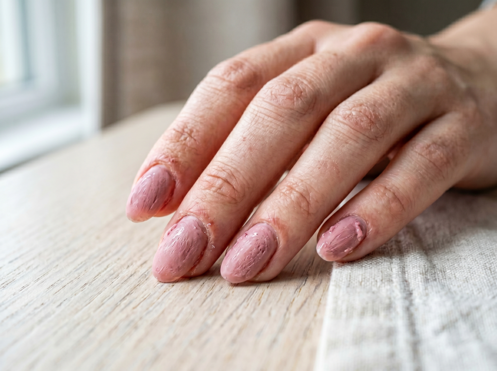 uñas de gel mal curadas por lámpara led con potencia insuficiente