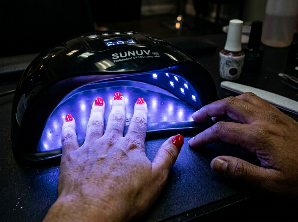 lámpara LED para uñas con potencia insuficiente causa despegue top coat