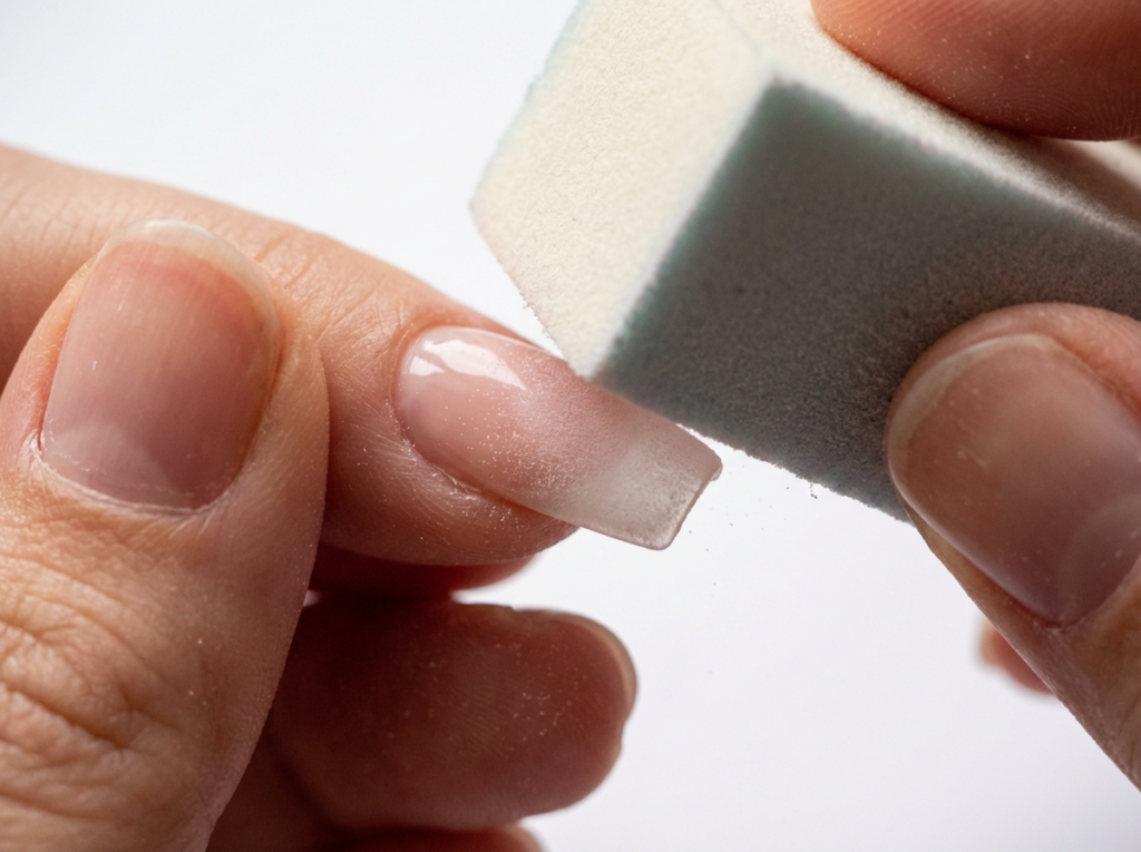 técnica de poroseado con buffer antes de aplicar top coat gel