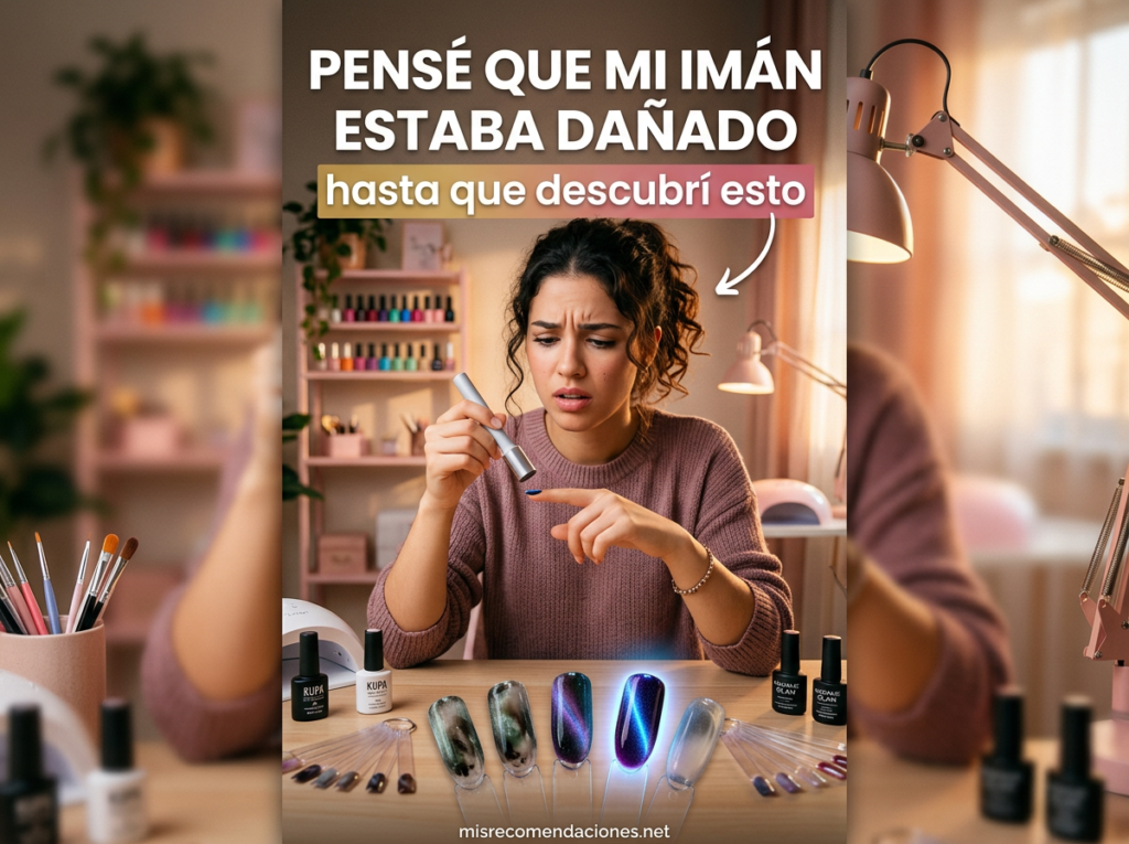 Principiante frustrada porque el efecto ojo de gato en uñas no aparece correctamente