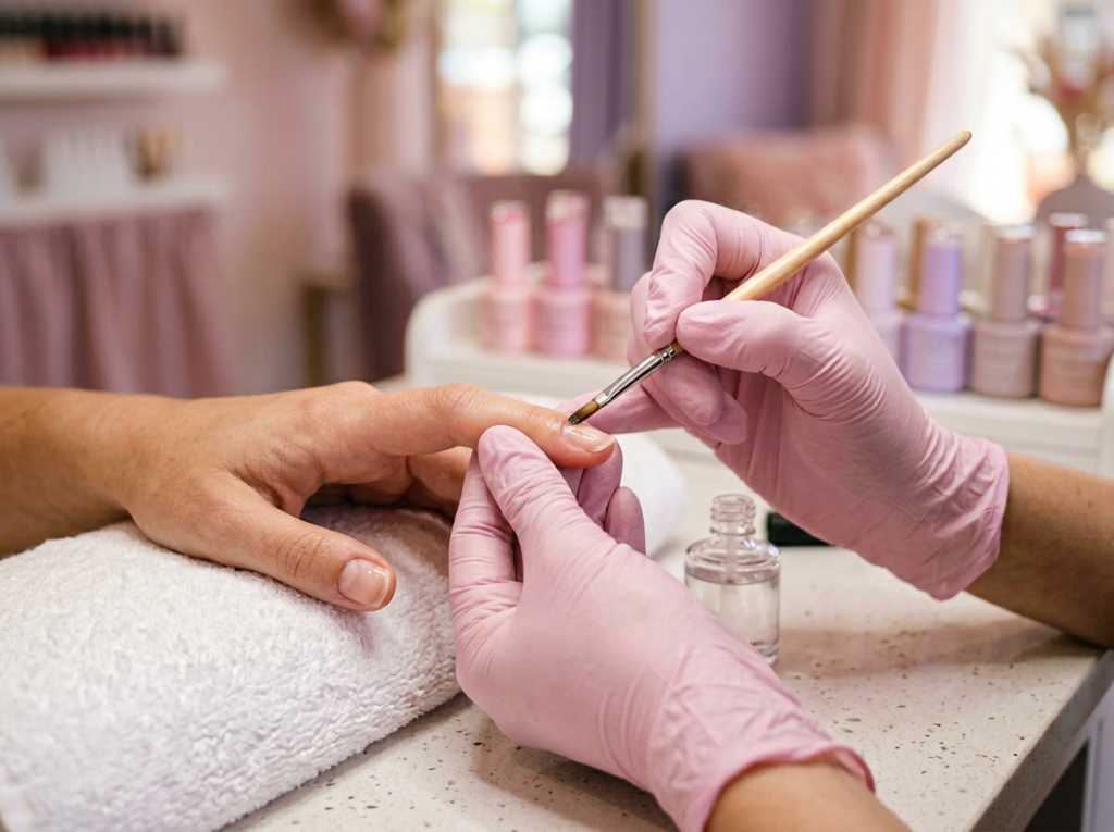 aplicación correcta de primer de uñas antes del gel en capa fina