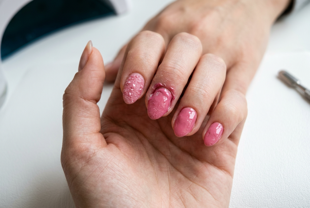 por qué se corre el gel de uñas y quedan grumos
